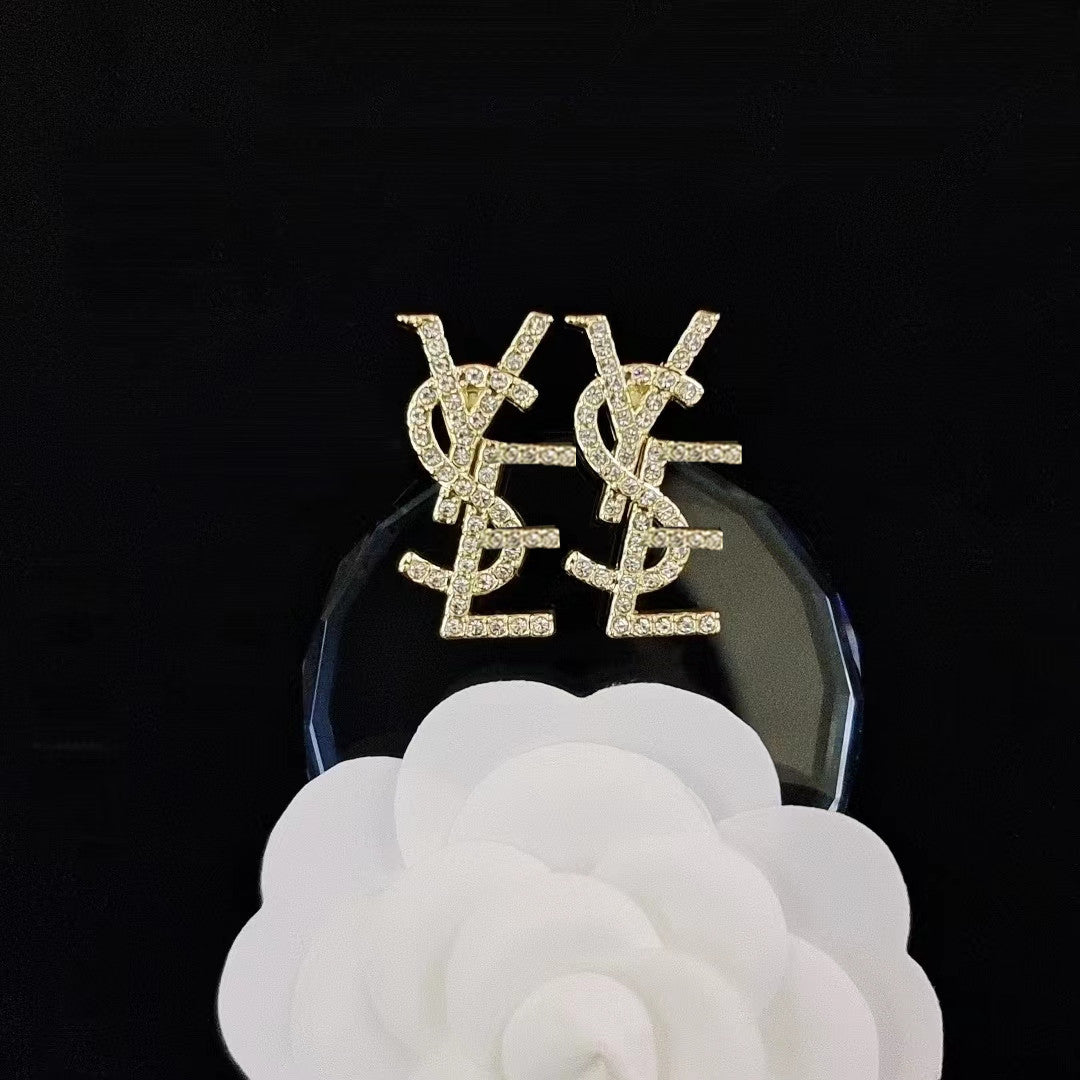 Women's & Men's Quality Collection Trending Rhinestone Letters Sier Earrings