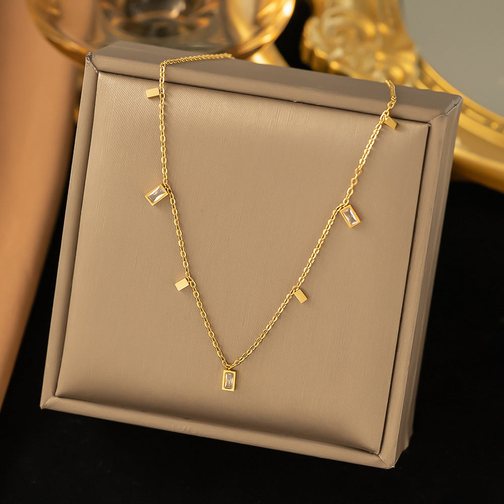 Women's Butterfly Bead Love Plane Rose Letter Square Necklaces