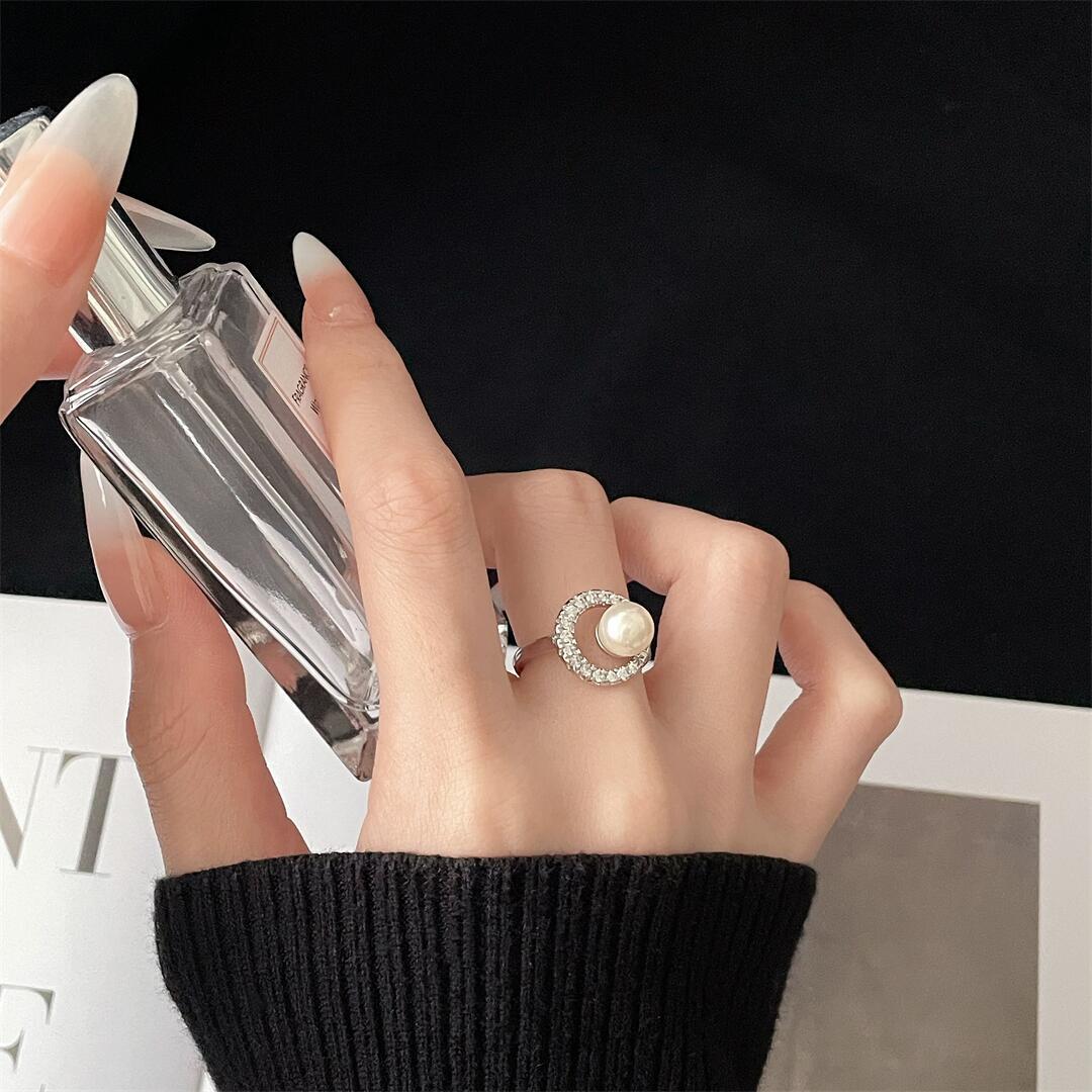 Rhinestone Elegant Open-end Personality French Minority Design Sense Rings