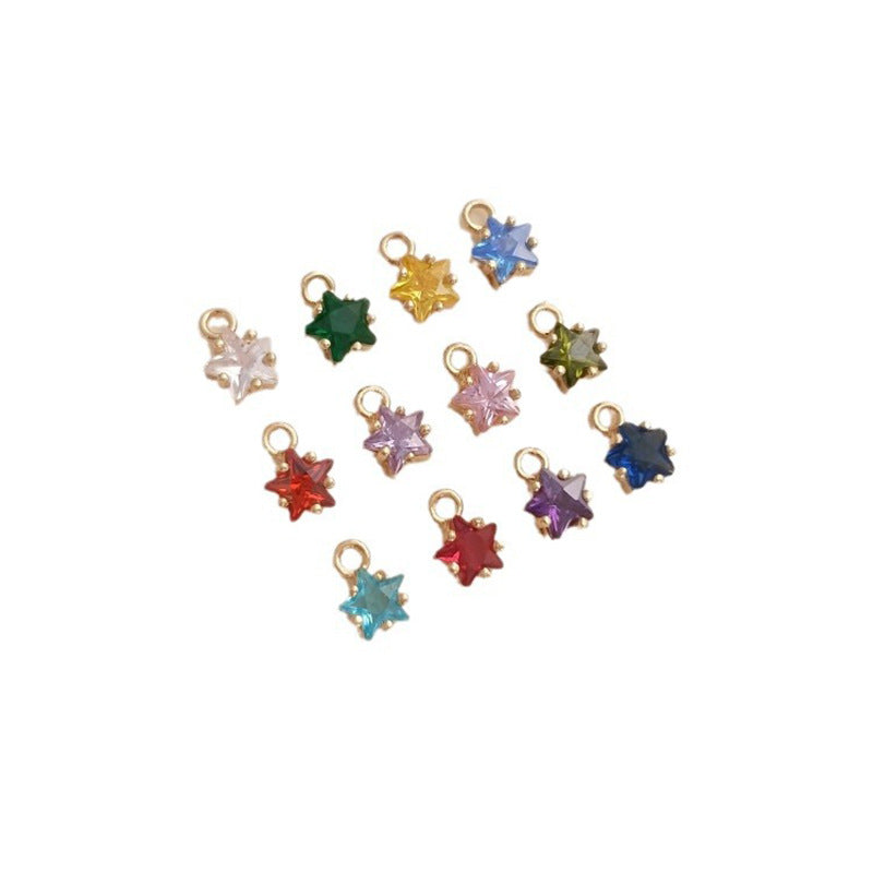 Color Pentagram Zircon Birthstone Lucky Stone Pendants