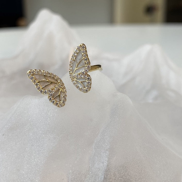 Open Cute Refreshing Butterfly Shell Small Rings