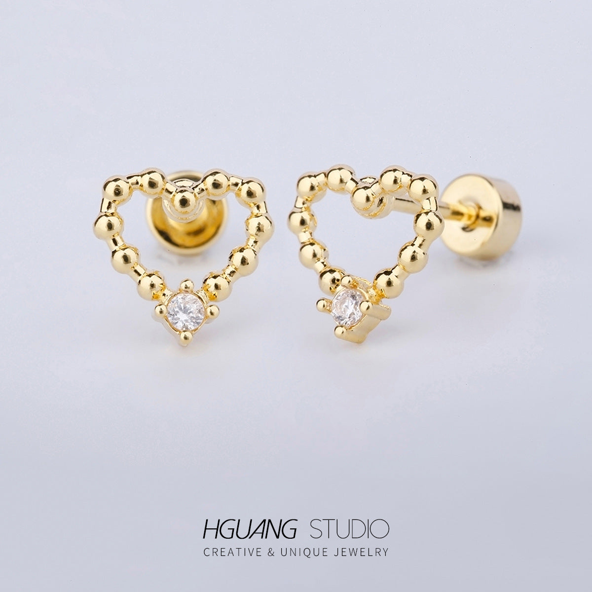 Micro Inlaid Zirconium Ear Bone Creative Heart Earrings