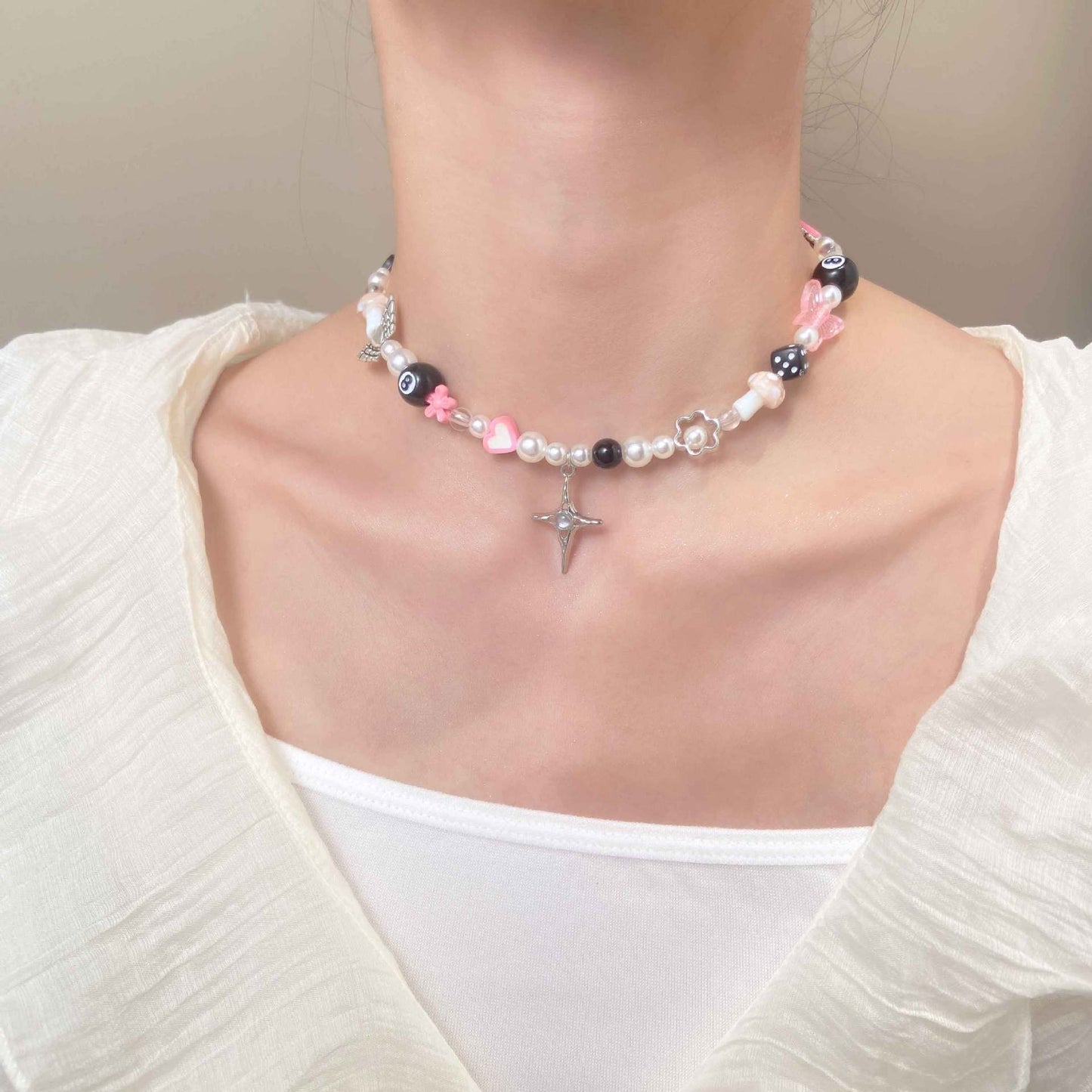Vintage Gothic Metal Butterfly Cross Star Flower Necklaces