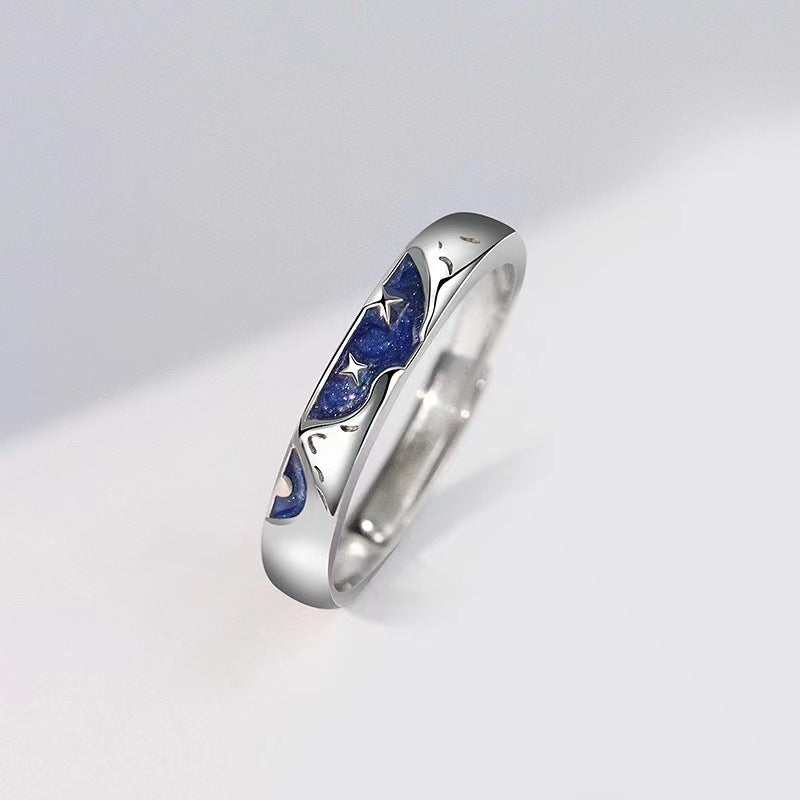 Sea Couple Design Epoxy Technology Korean Rings