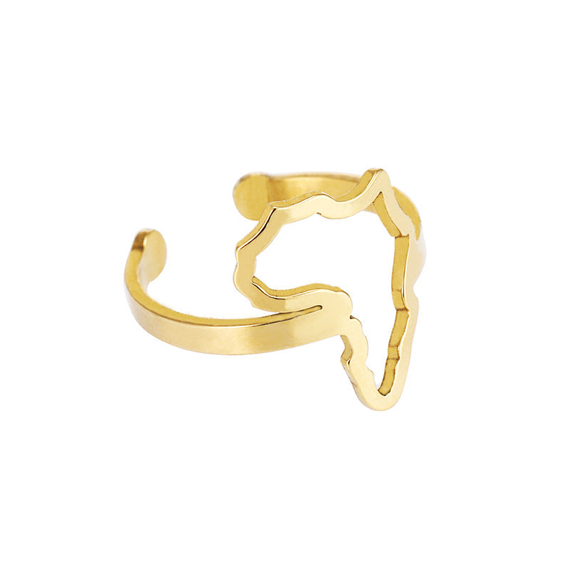 Women's Fashion Titanium Steel Glossy Gold Color Rings