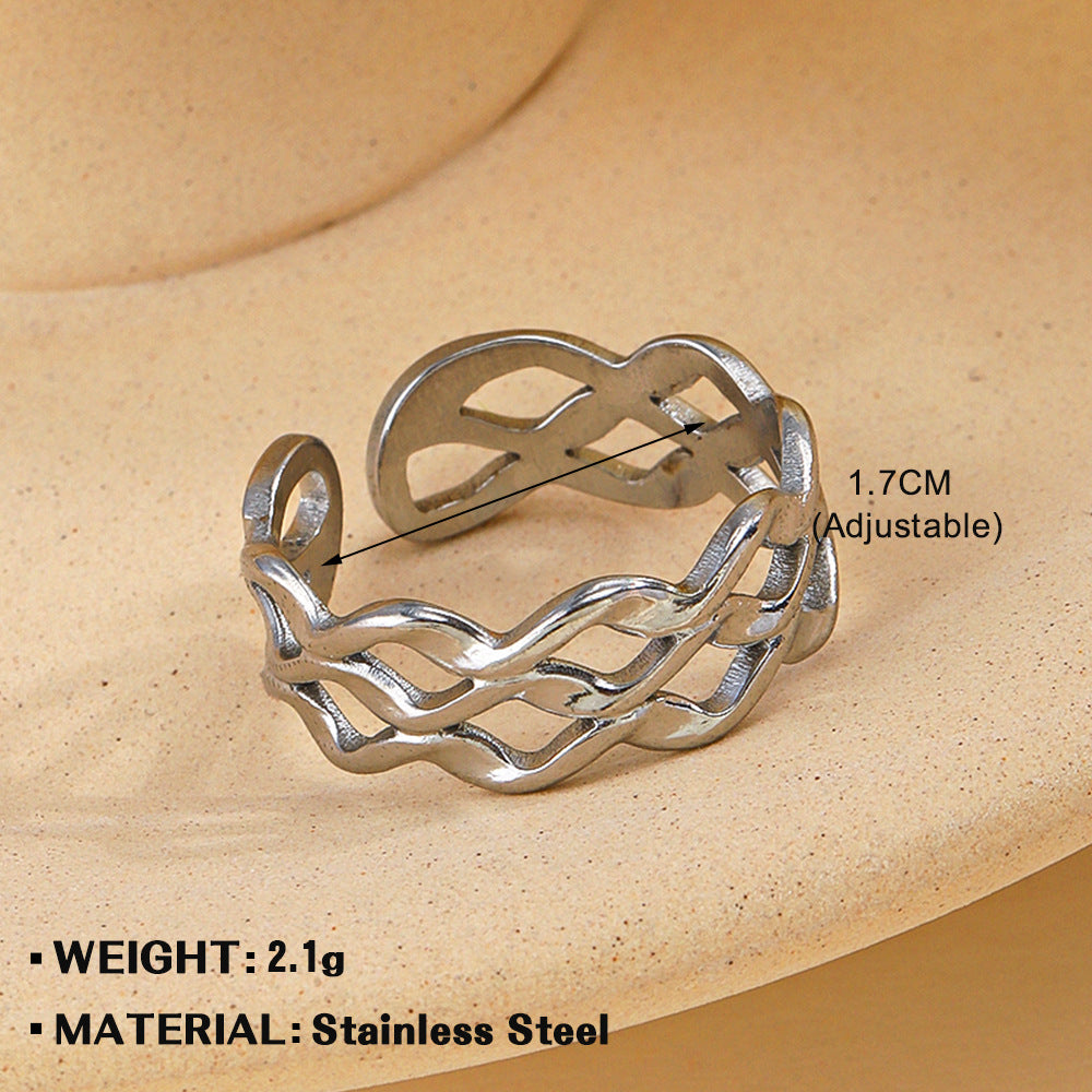 Pattern Heart-shaped Open Female Personality Wide Face Rings