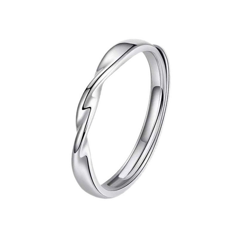 Women's & Men's Sier Pair Of Mobius Strip Couple Rings