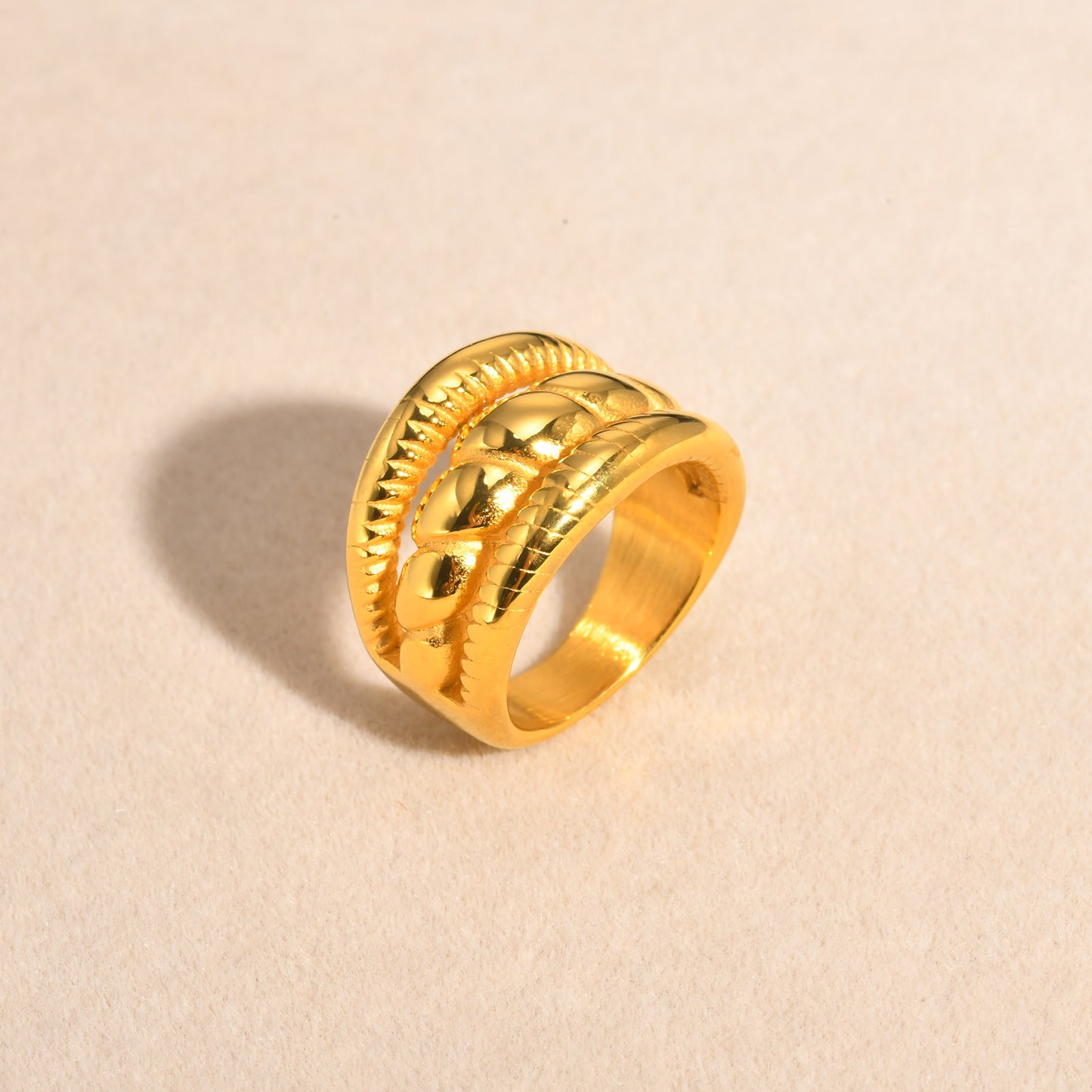 Women's Elegant Stainless Steel Gold French Vintage Style Rings