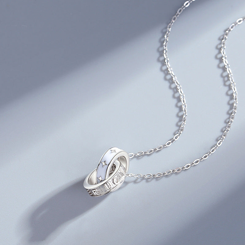 Sier Mobius Strip Couple Fashion Clavicle Necklaces