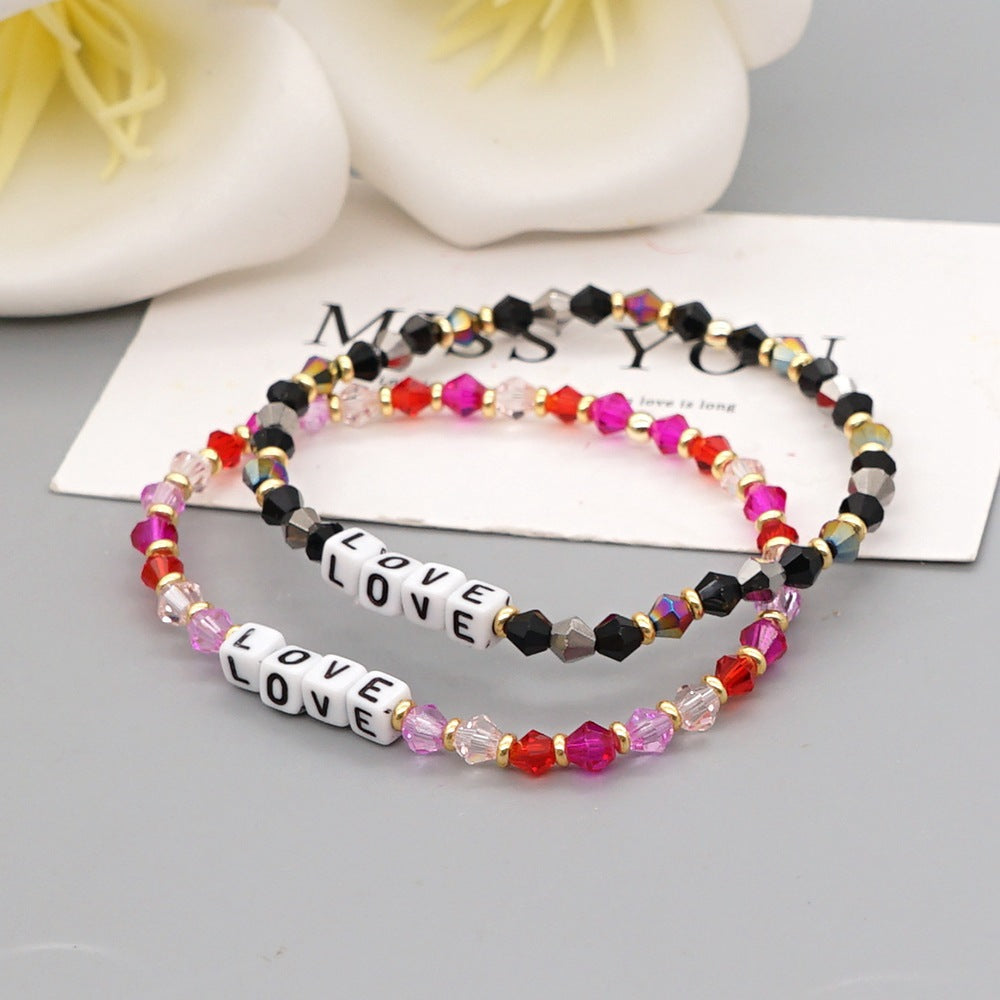 Women's Bohemian Style Crystal Letter Simple Personality Bracelets