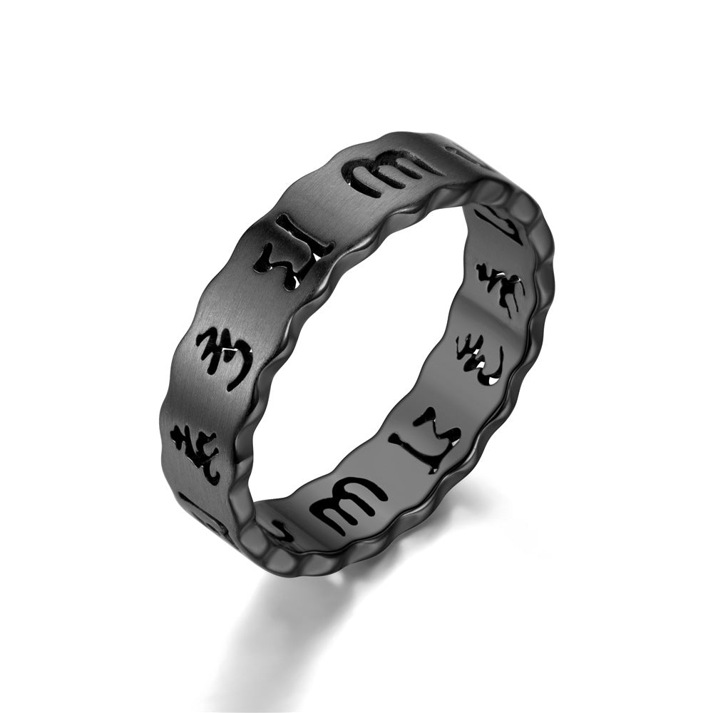 Popular Stainless Steel Cutting Mantra Gold Rings