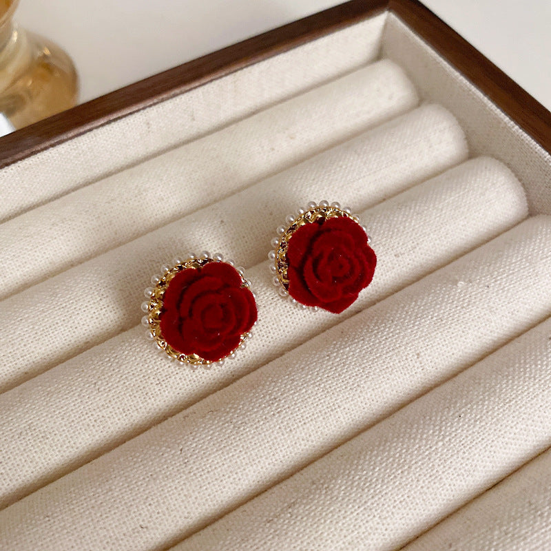 Sier Needle Drip Glazed Love Style Female Temperament Earrings