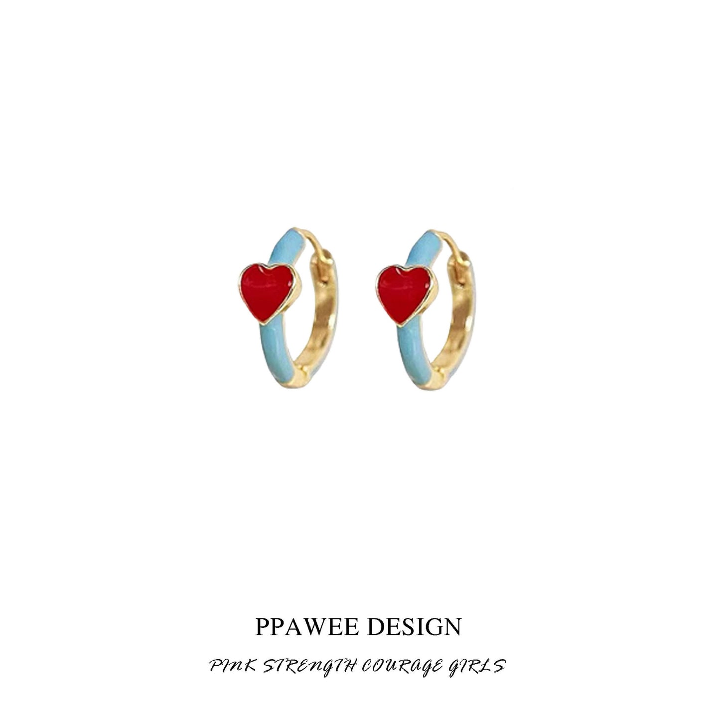 Heart White Red High-grade Design Small Exquisite Earrings