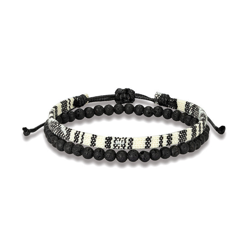 Men's Bohemian Style Hand Weaving Lava Volcanic Bracelets