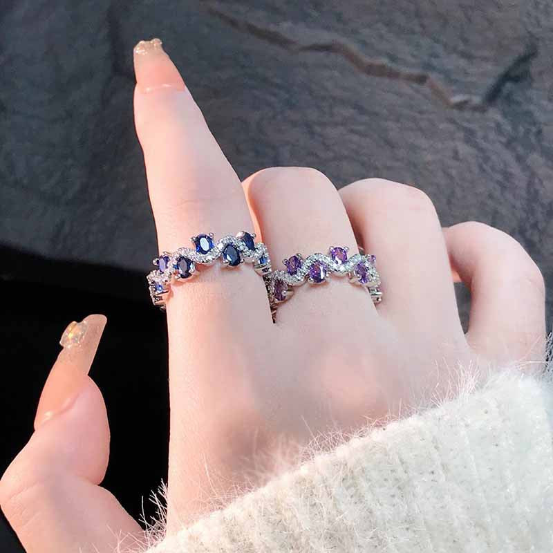 Luxury High-grade Temperament Colorful Crystals Open-end Zircon Rings