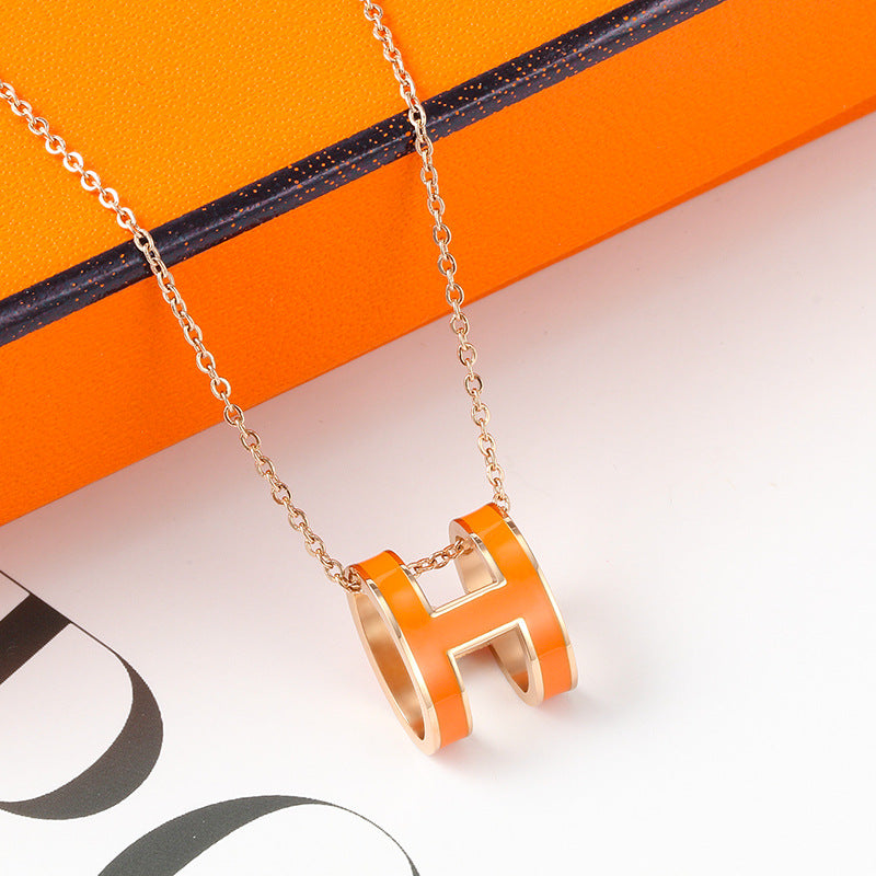Temperamental Rose Gold Enamel Clavicle Chain Female Necklaces