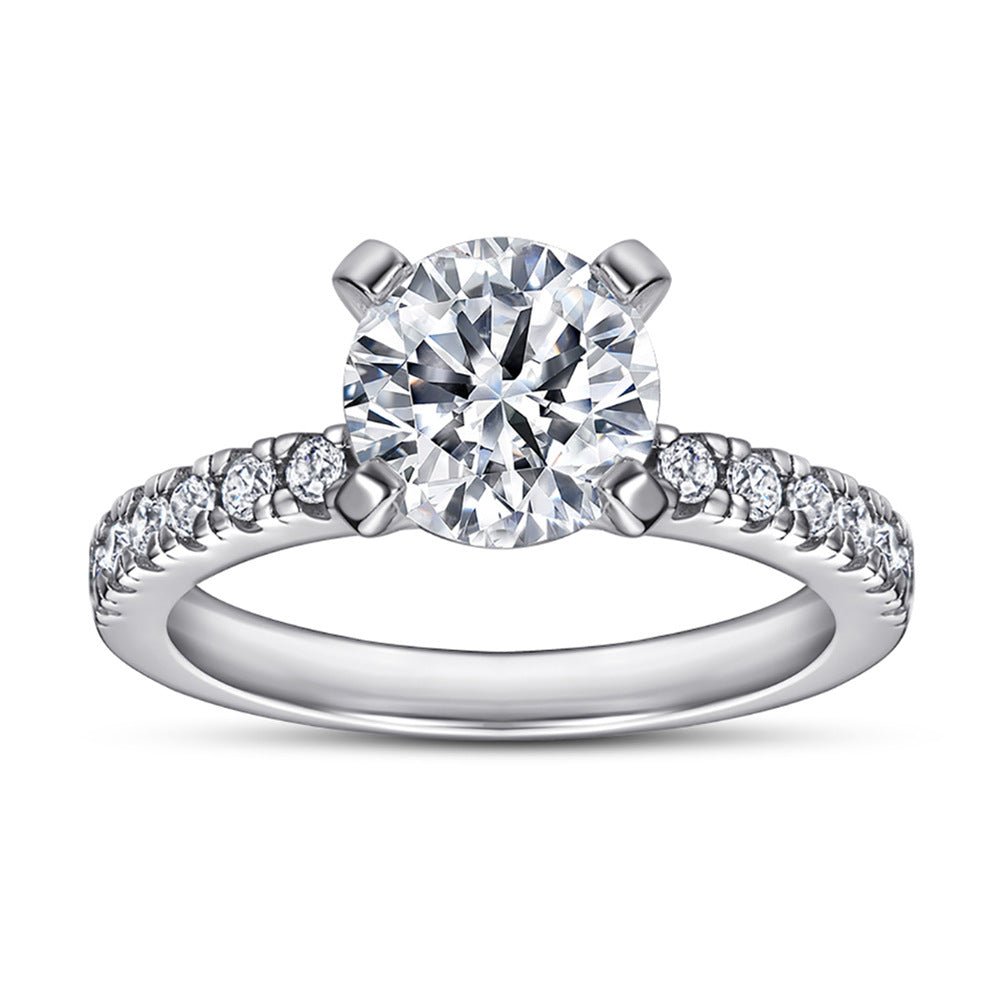 Women's Sterling Sier For Zircon Set Engagement Rings