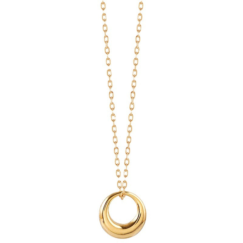 Women's Sier Retro Geometric Circle Clavicle Chain Necklaces