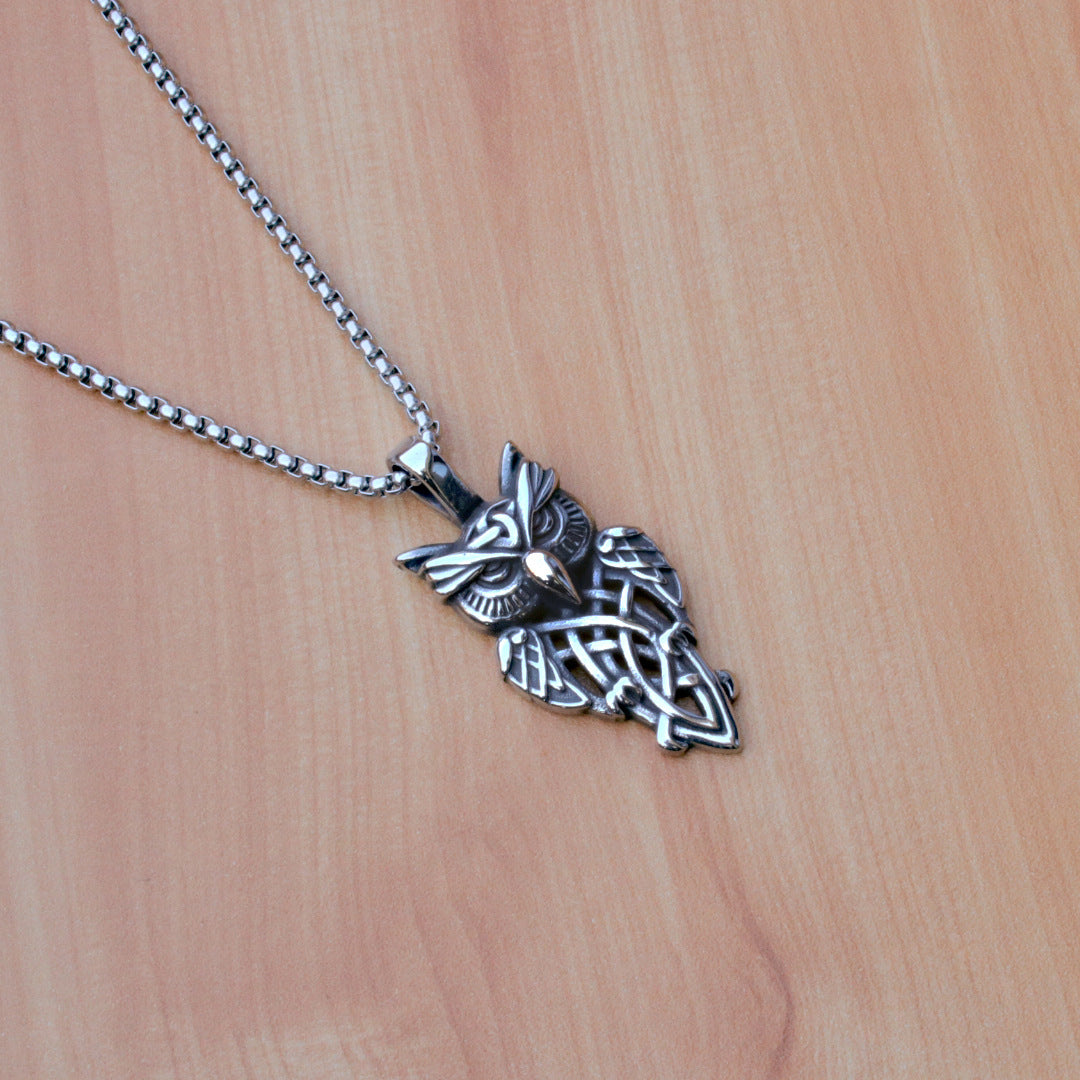 Women's & Men's Warrior Stainless Ornament Vintage Viking Owl Necklaces
