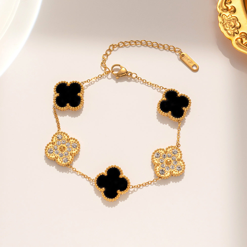 Women's Steel Clover Double-sided Gold Korean Classic Necklaces