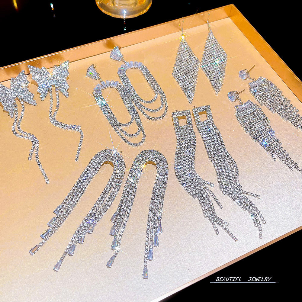 Women's Zircon Tassel High-grade Light Luxury Delicate Earrings