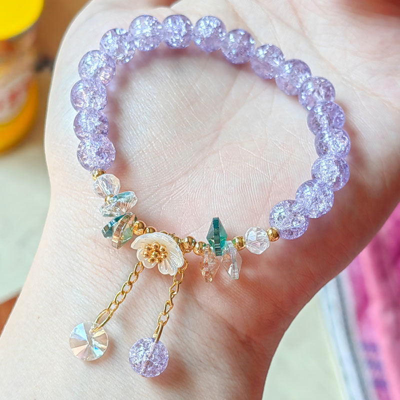 Camellia Little Daisy Crystal Girlfriends Color Glass Chipping Bracelets