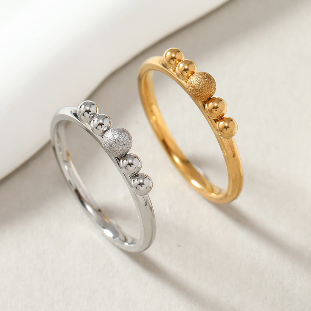 Minimalist Design Simple Welding Frosted Ball Rings