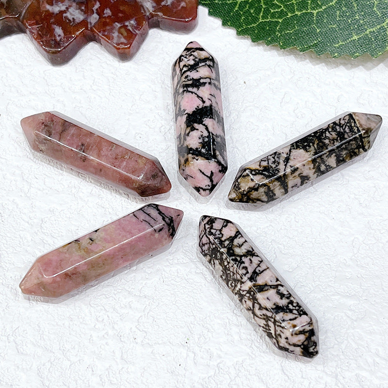 Stone Crystal Bullet Double Pointed Hexagon Prism Pendants