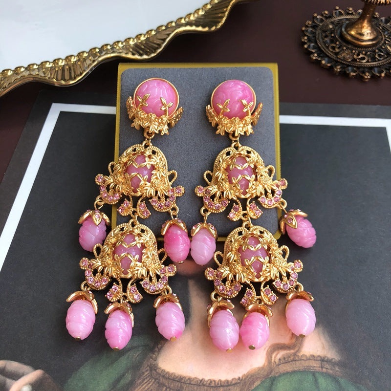 Pink Ear Clip Electroplated Real Gold Earrings