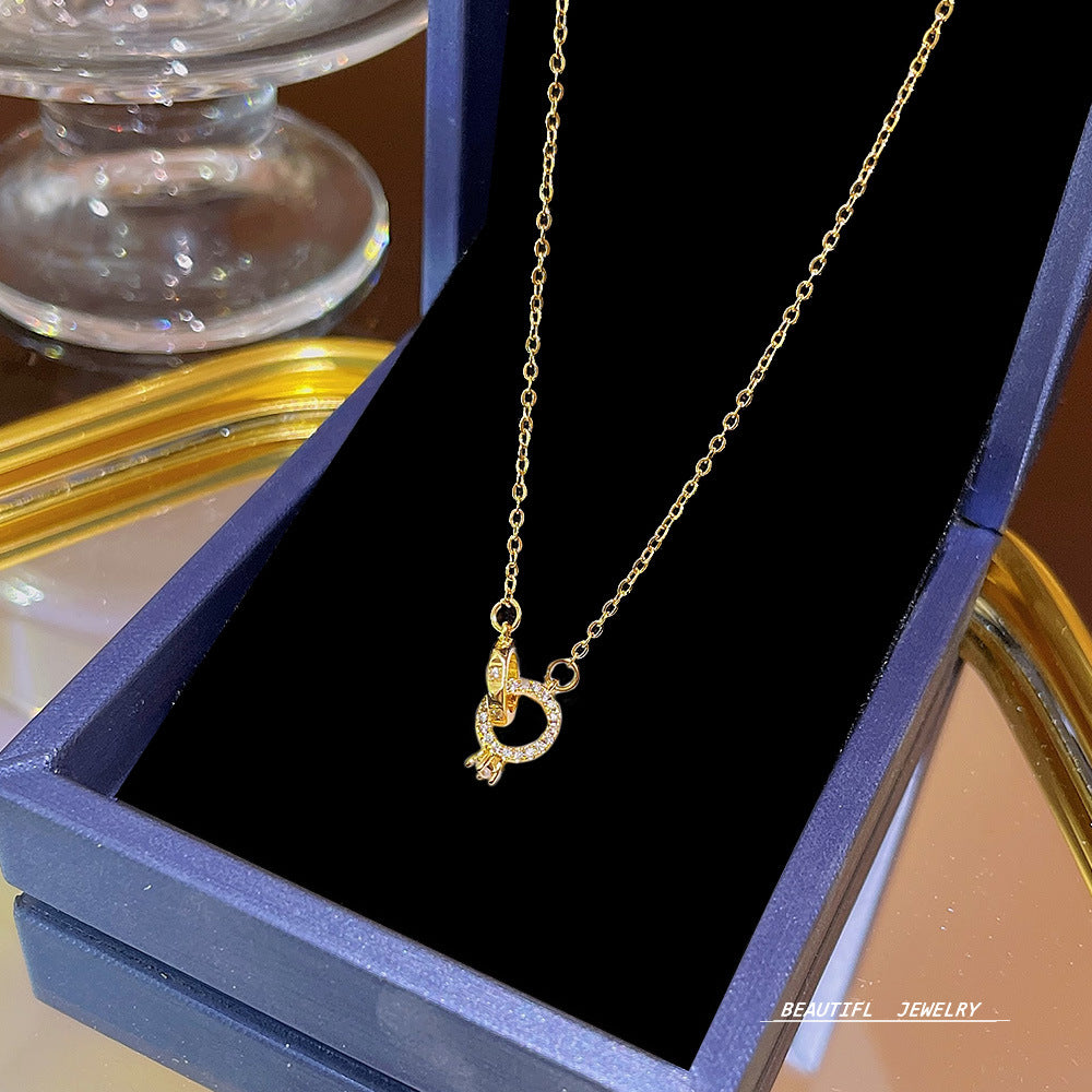 Women's Bow Zircon Clavicle Chain Titanium Steel Necklaces