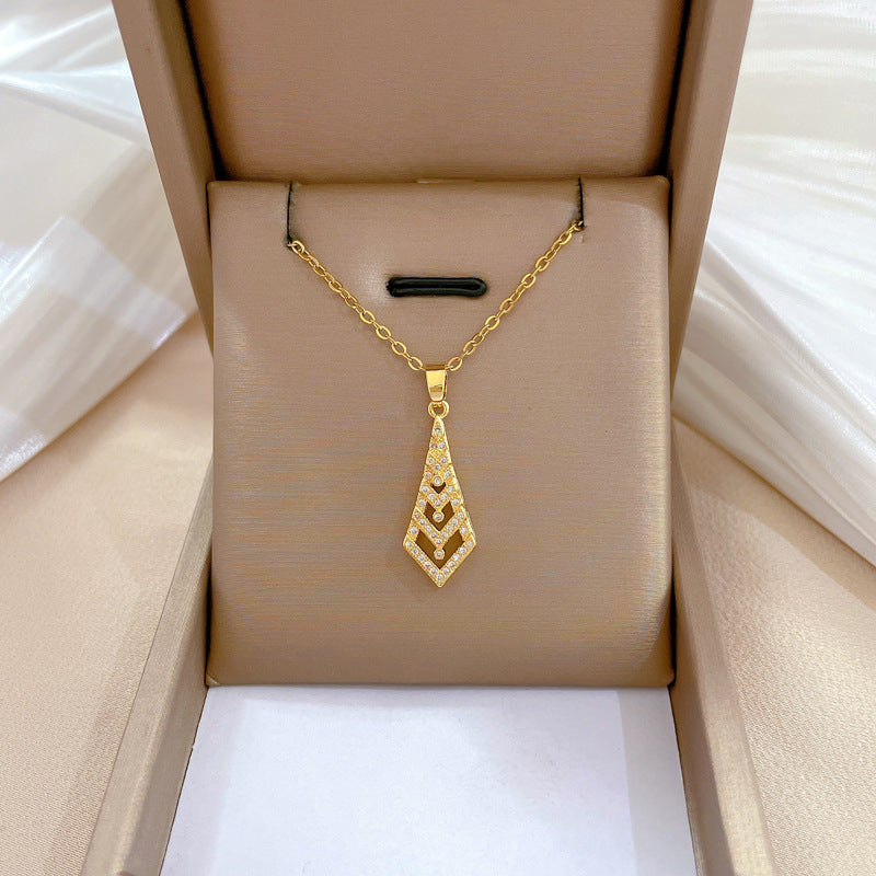 Steel Light Luxury Full Diamond Design Temperament Necklaces