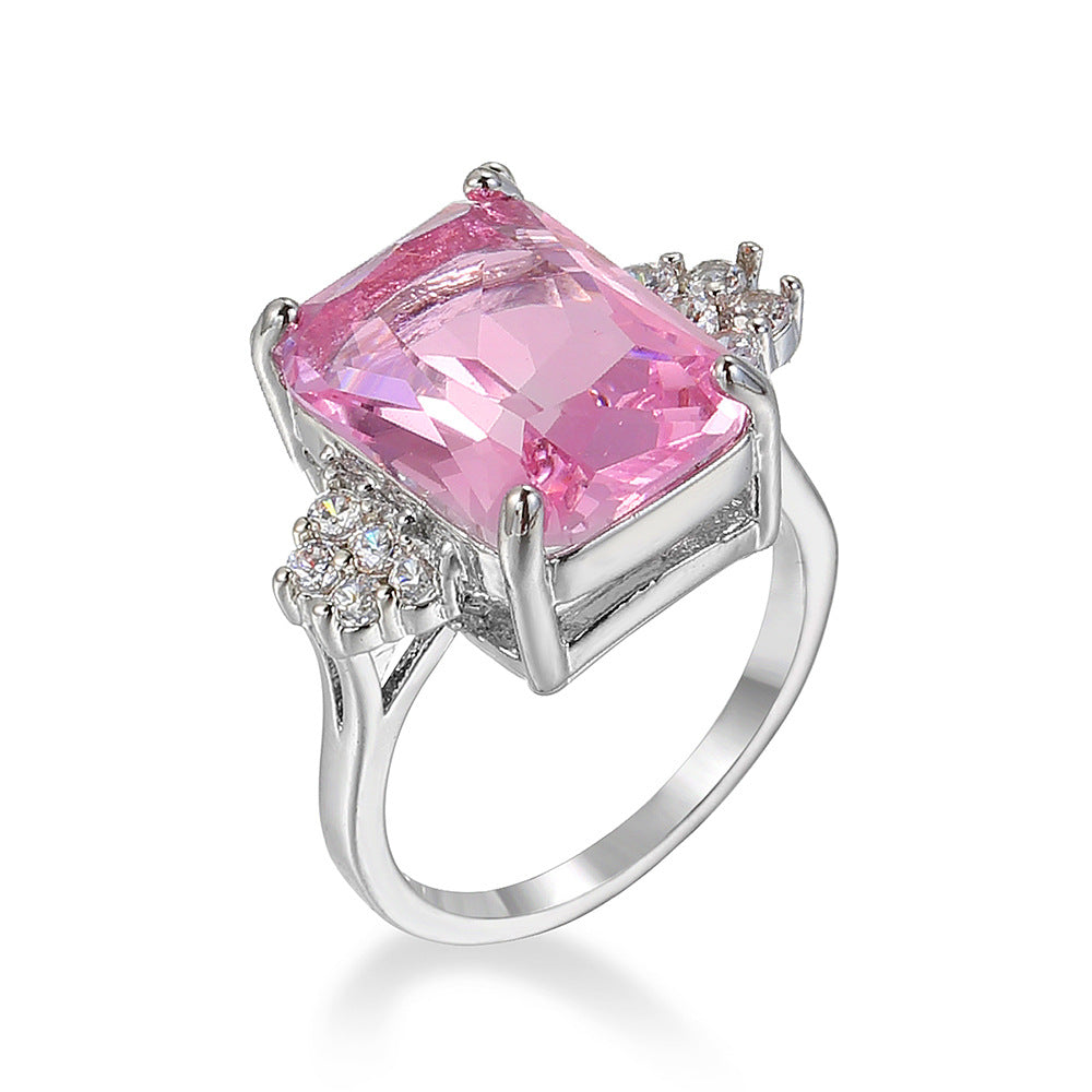 Women's Colored Gems Female Champagne Zircon Ornament Rings