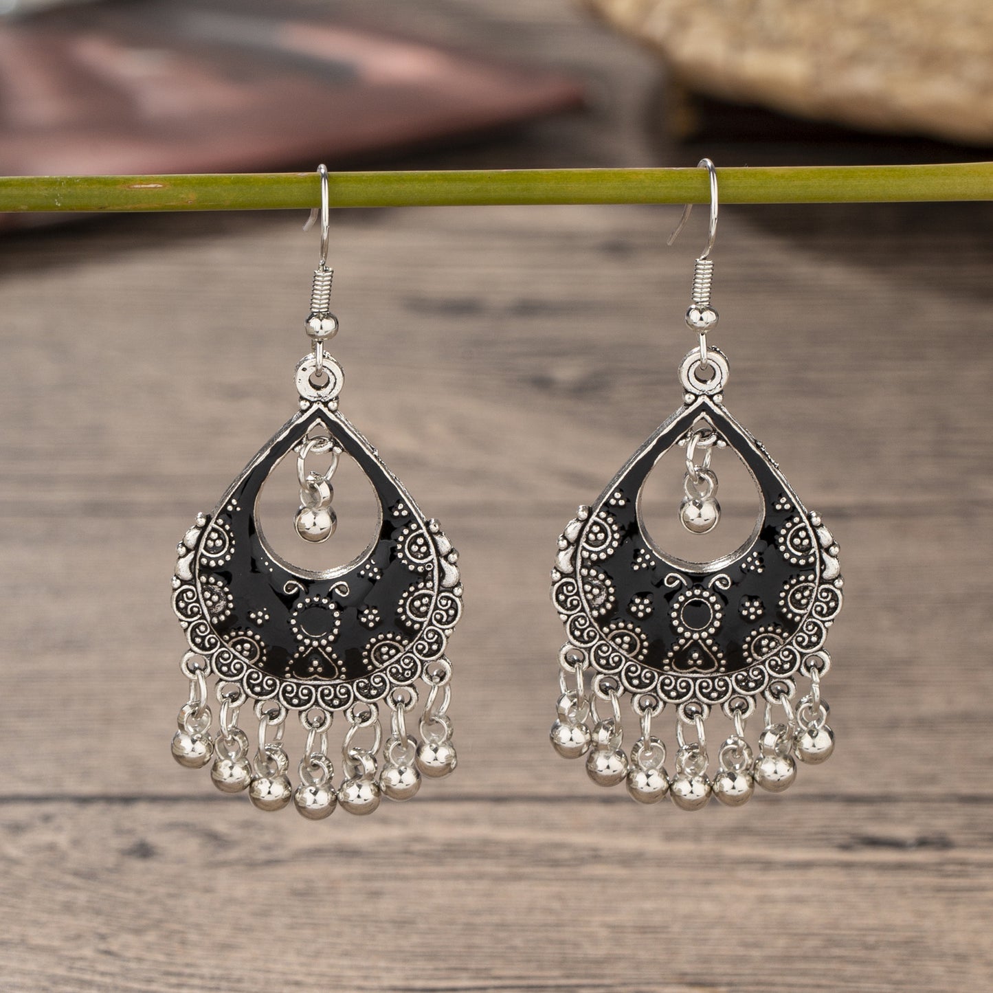 Women's Indian Style Ornament Bohemian Tassel Bell Earrings