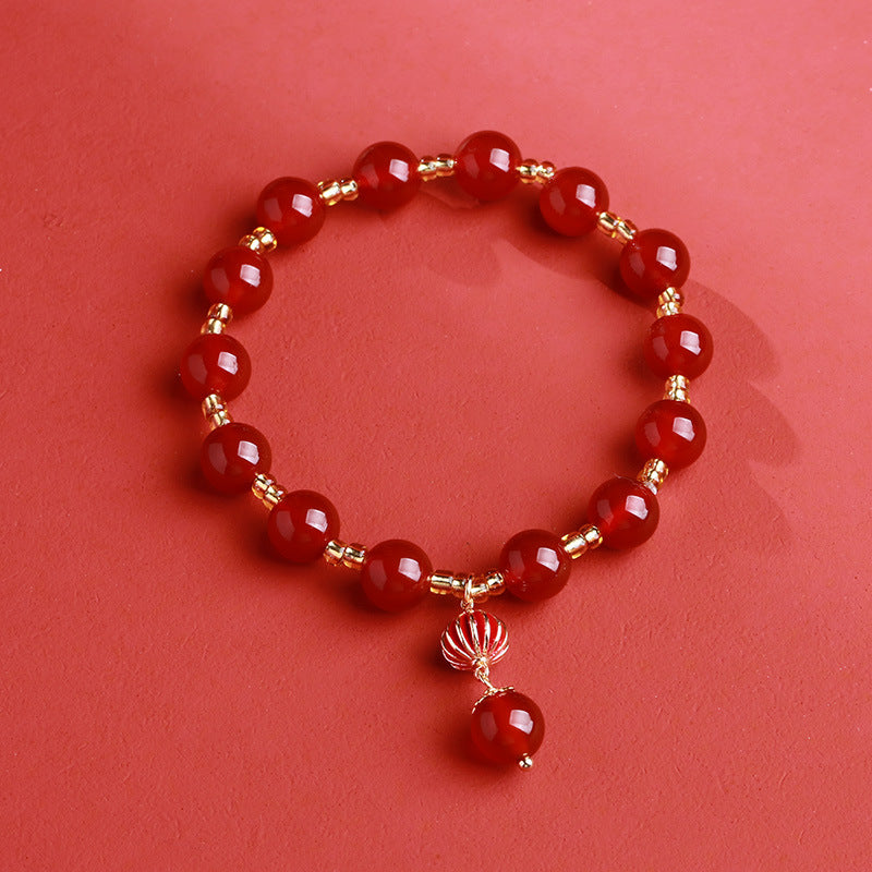 Broadcast Natural Red Agate Female Blessing Bracelets