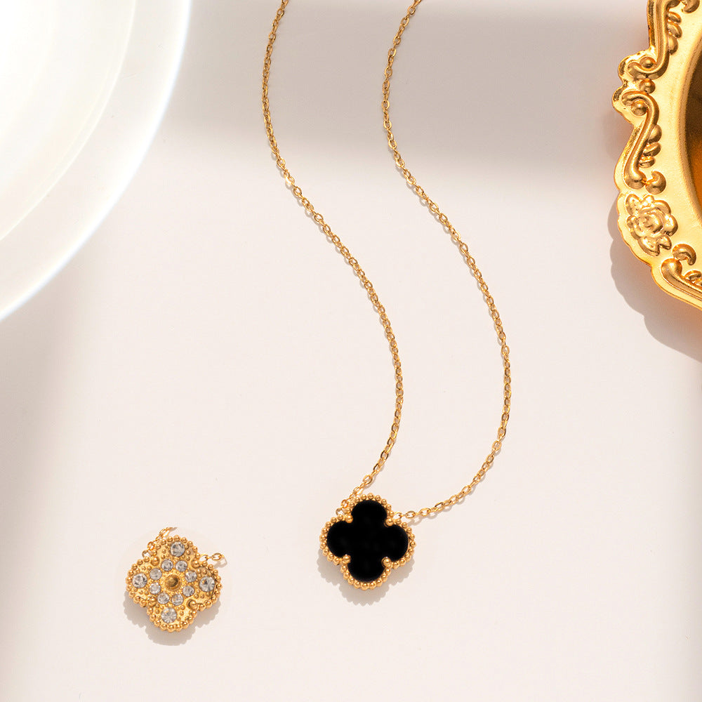 Women's Steel Clover Double-sided Gold Korean Classic Necklaces