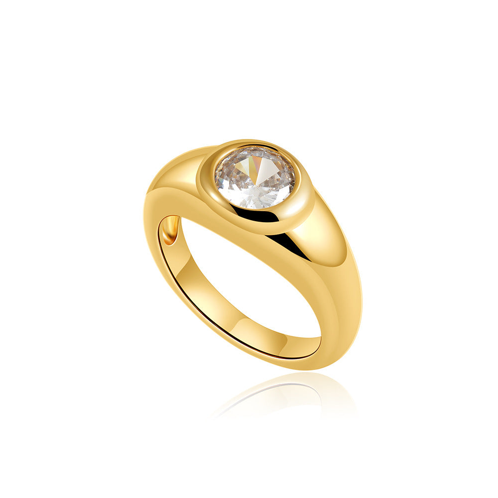 Gold Inlaid Zircon Simple Light Luxury High-grade Ornament Rings