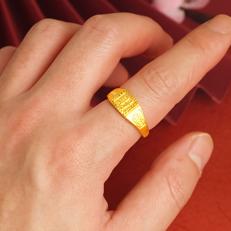 Men's Alloy Fashion Exquisite Texture Opening Jewelry Rings