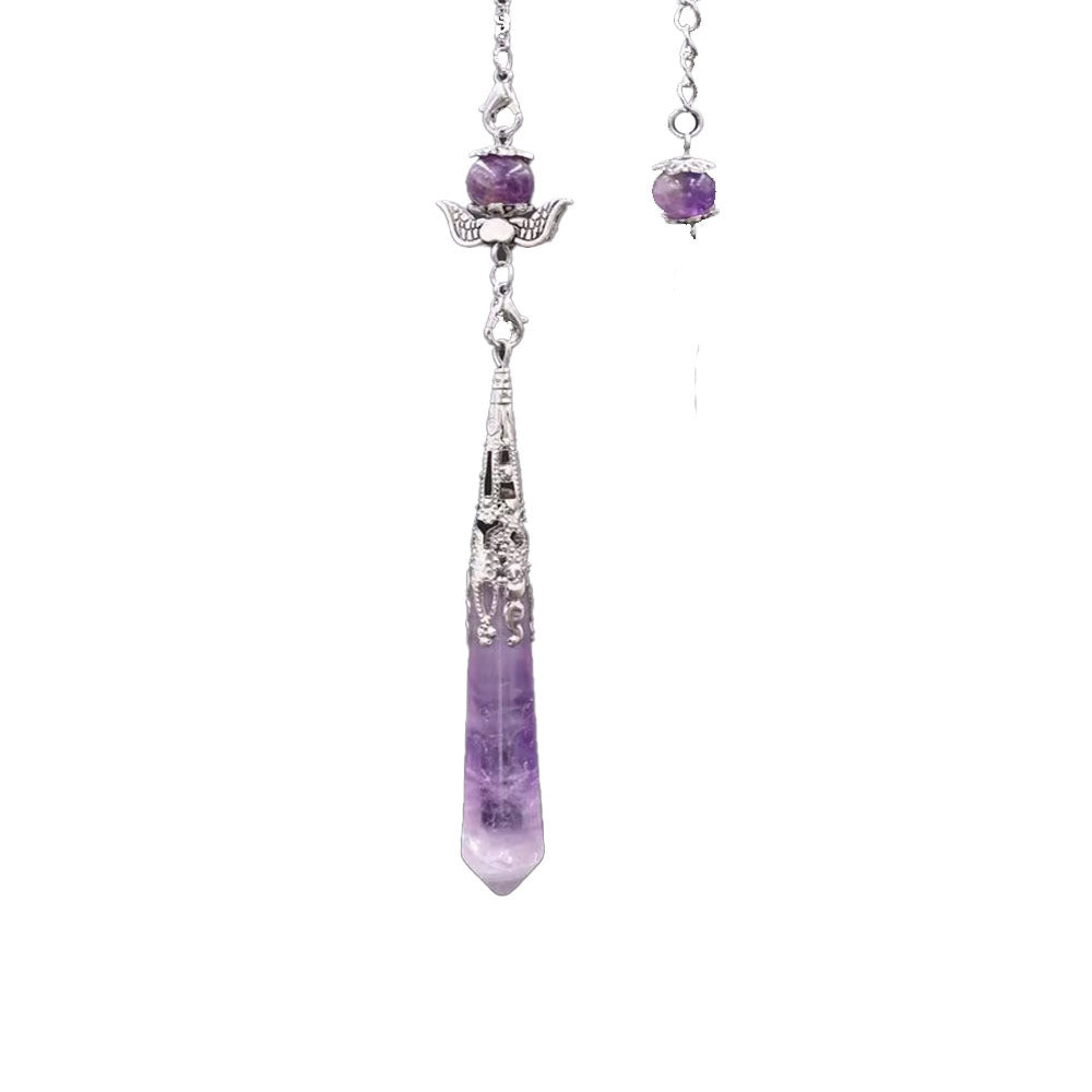 Chain Amethyst Hexagon Prism Natural Stone Crystal Pendants