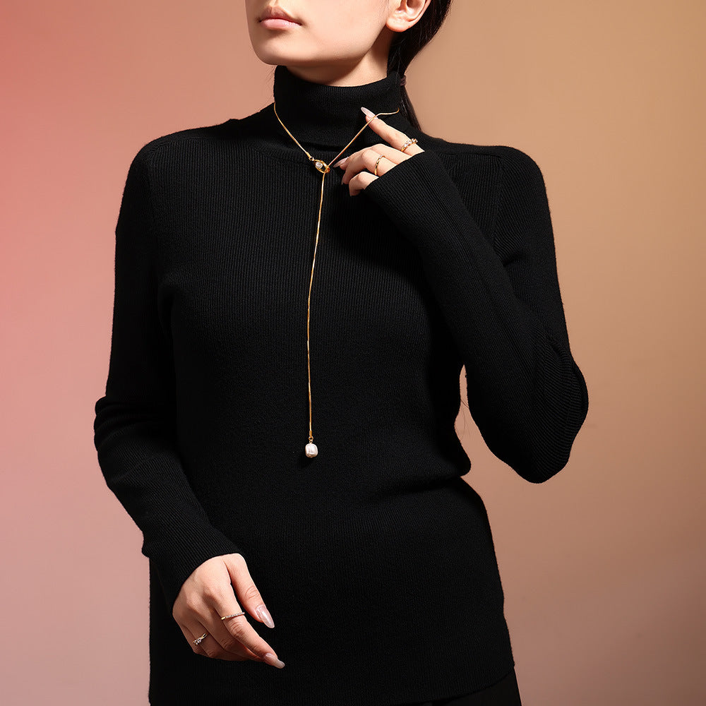 Women's Imitation Pearl Long Pull Sweater Chain Necklaces