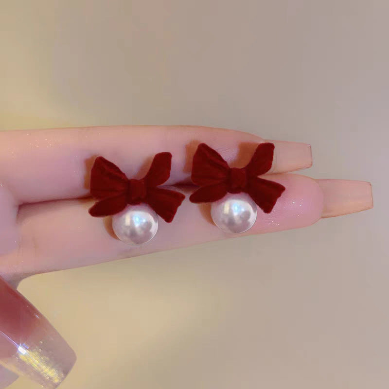 Sier Needle Drip Glazed Love Style Female Temperament Earrings