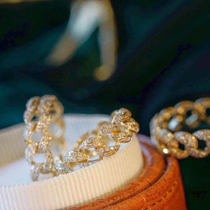 Women's High-grade Light Luxury Sterling Sier Design Chain Rings