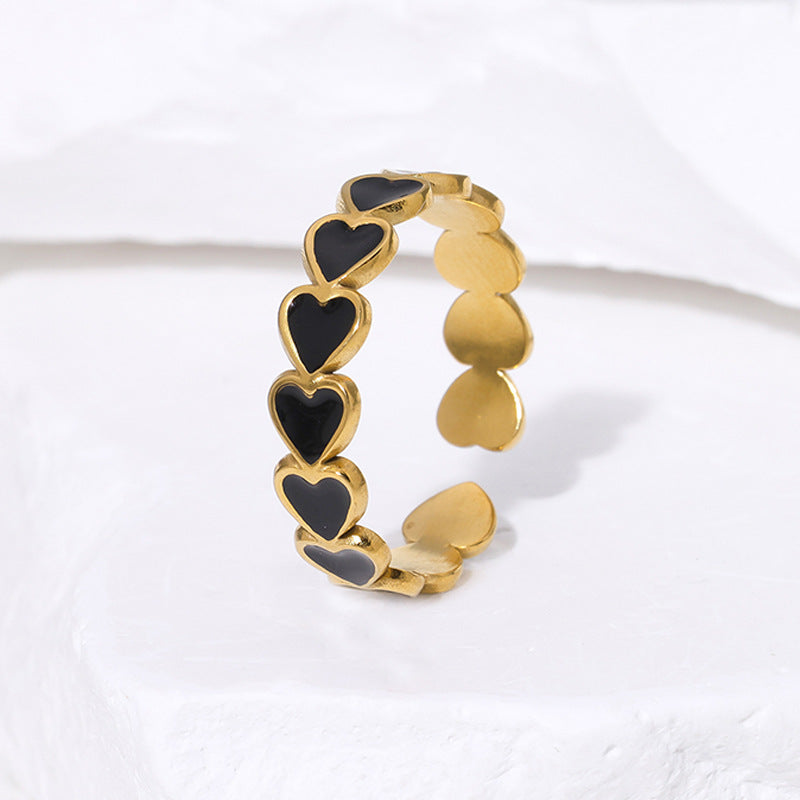 Temperament Love Heart-shaped Titanium Steel Simple Rings