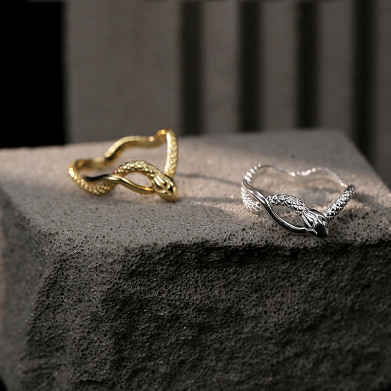 Niche Chinese Ancient Style Golden Snake Rings