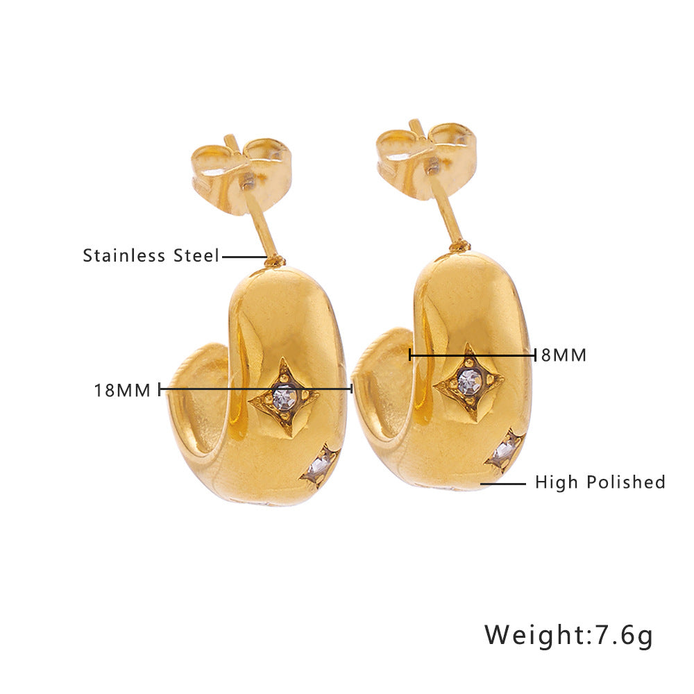 Twist Round Diamond Woven Wheat Ear Earrings