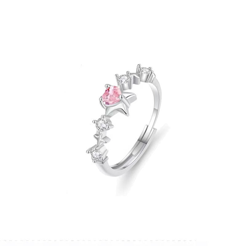 Star River Love Couple Design Pink Valentine's Rings