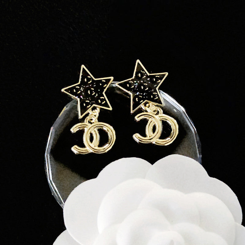 Women's & Men's Quality Collection Trending Rhinestone Letters Sier Earrings