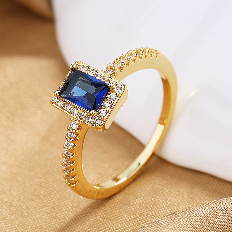 Zircon Female Light Luxury Square Diamond Engagement Rings