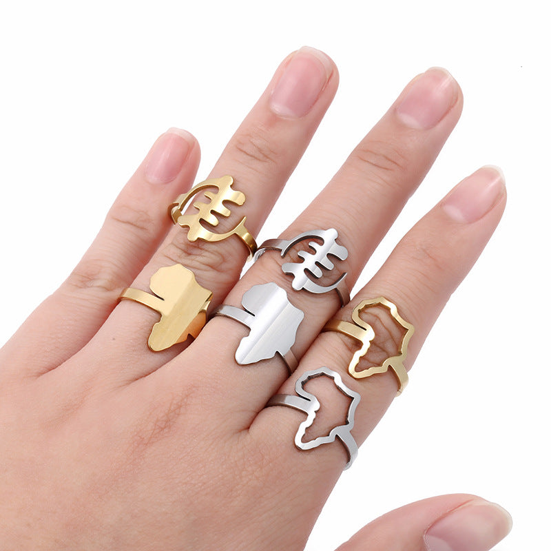 Women's Fashion Titanium Steel Glossy Gold Color Rings