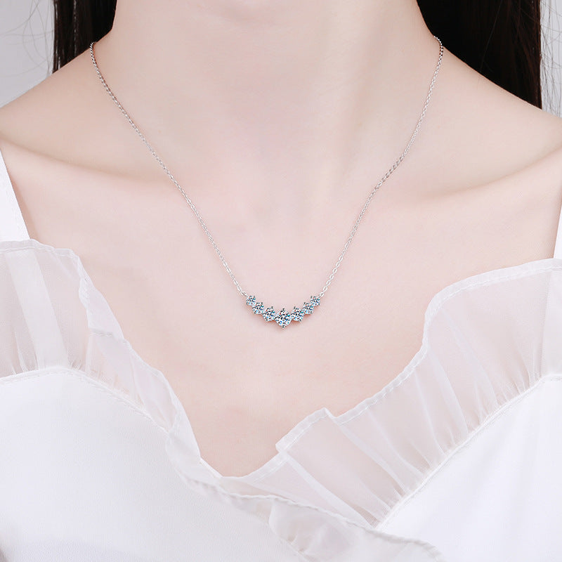Women's Sterling Sier Plated Simple Smile Carat Necklaces
