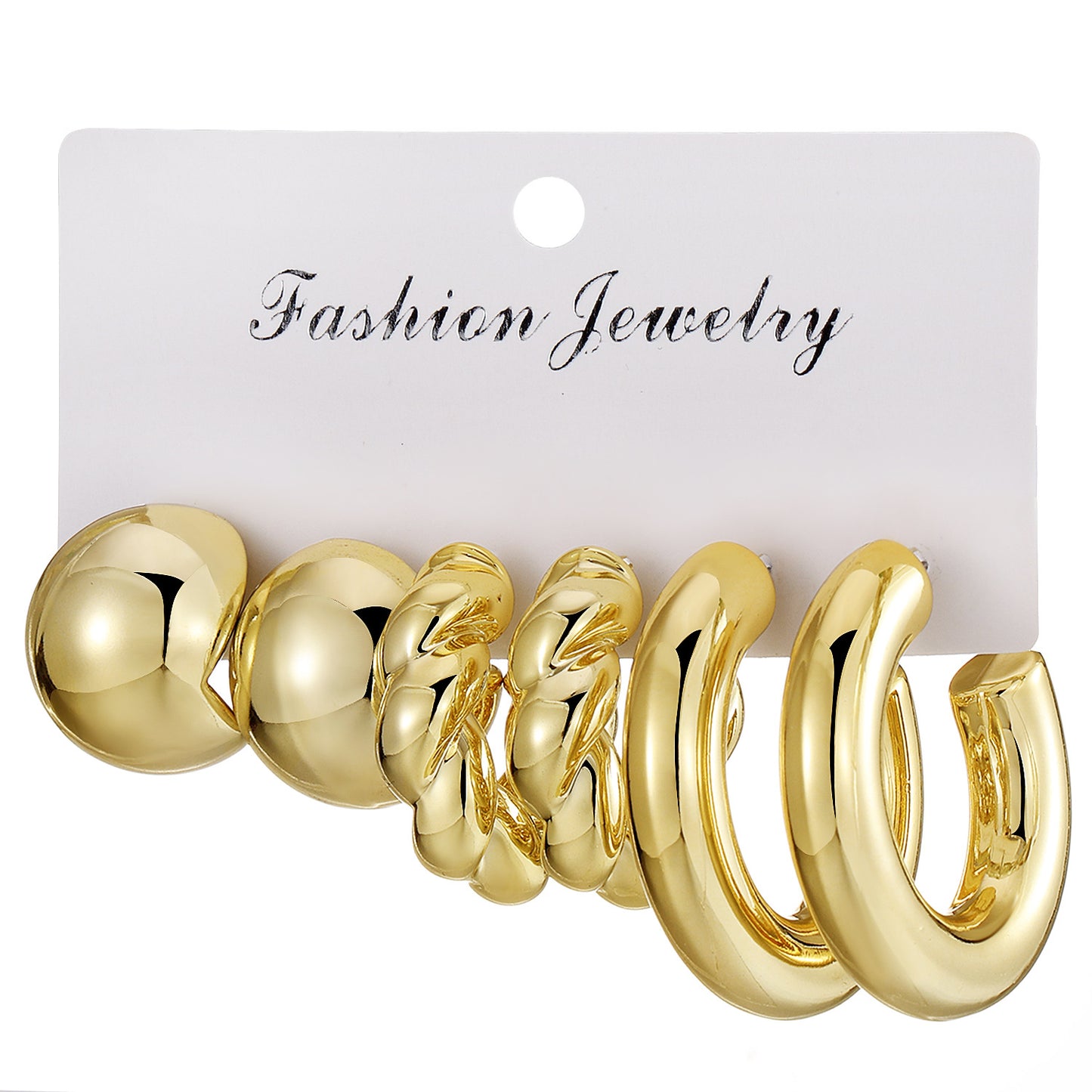 Type Irregular Card Set White Gold Color Earrings